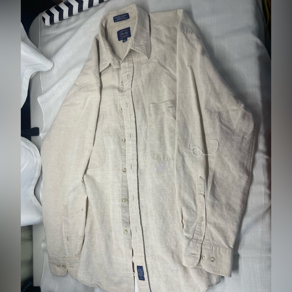 Woolrich Light Tan Button-Up Shirt linen